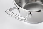 Bugatti Stainless Steel Cookware Set, 9 Pc Cookwares Polished Ouside and Satin Inside; Suitable For Induction, Gas, Halogen, Ceramic And Oven