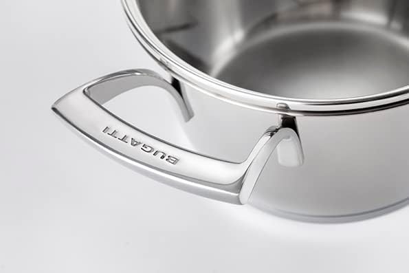 Bugatti Stainless Steel Cookware Set, 9 Pc Cookwares Polished Ouside and Satin Inside; Suitable For Induction, Gas, Halogen, Ceramic And Oven