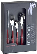 BUGATTI 24-Pieces Gioia Tobacco Coloured Cutlery Set in Gallery Box for 6, including Knife, Fork, Spoon, and Teaspoon, Designed in Italy