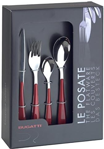 BUGATTI 24-Pieces Gioia Tobacco Coloured Cutlery Set in Gallery Box for 6, including Knife, Fork, Spoon, and Teaspoon, Designed in Italy
