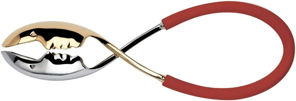 BUGATTI Kiss Salad Tongs - Gold & Red. Made in Italy
