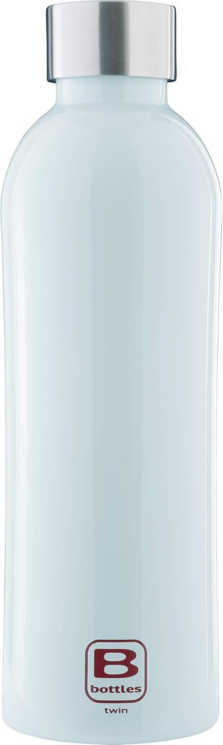 BUGATTI B BOTTLES TWIN Thermal bottle 800 ML Blue keeps liquids hot for H12, cold for H24 and ice for H36 18/10 stainless steel fitness bottle, ecological and reusable designed in Italy