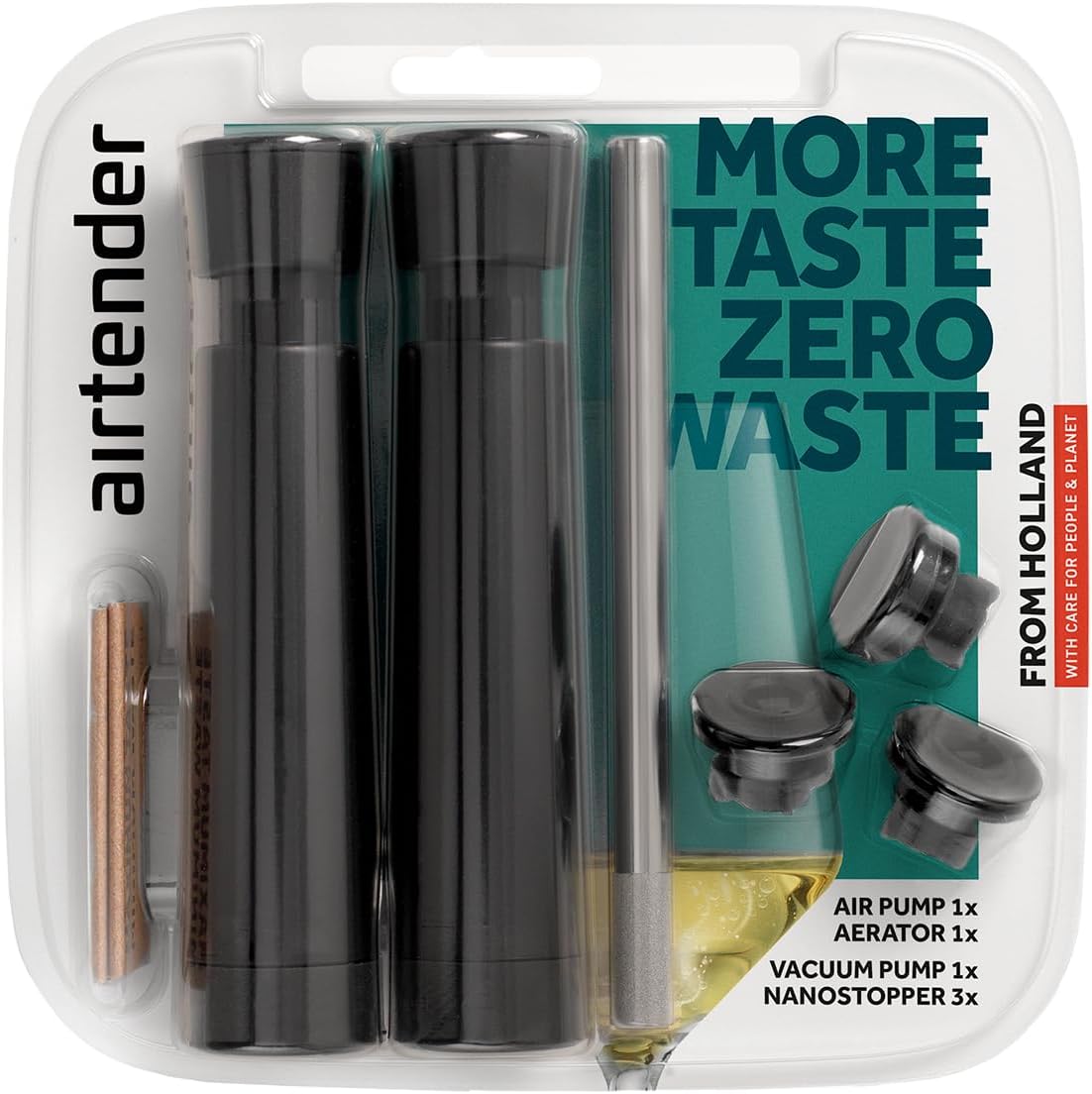 Airtender AT 994410 Zwart Wine Lover Set Vacumpomp en Pomp met Beluchter