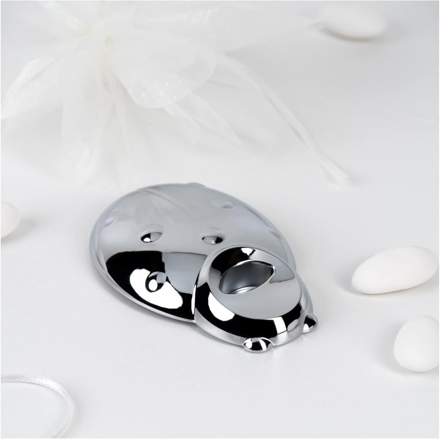 BUGATTI COCCINELLA Stainless Steel Color Bottle Opener, Elegant Soda Cap Lifter for Soft Drinks and More, Shining Bar & Kitchen Tool, Made in Italy, 9x6x2cm