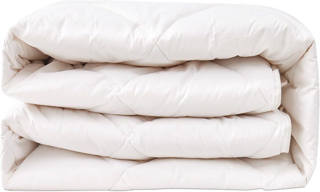 New Season Naturally Yours Australian Wool Duvet Queen Size - 100% Cotton Fabric Cover Shell - Breathable, Moisture Wicking All Season Duvet - Queen Size - 90 x 90 inch