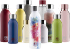 Bugatti B Bottles Twin Insulated 18/10 stainless steel Water Bottle for Cold and Hot Water - Watercolor Red & Blue Decorated by Decal