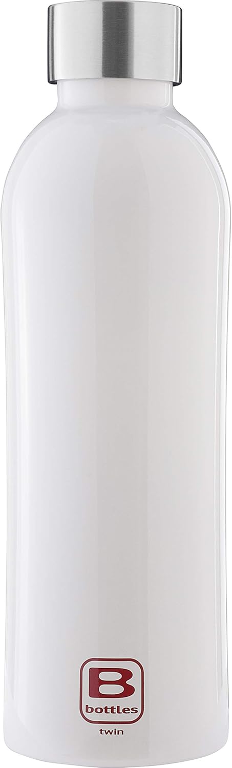 BUGATTI B Bottles Twin Thermal Bottle 800 ML Green Keeps Liquids hot for H12, Cold for H24 and ice for H36 18/10 Stainless Steel Fitness Bottle, Ecological and Reusable Designed in Italy