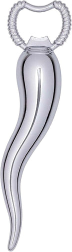 BUGATTI C-HORNETTO Stainless Steel Color Bottle Opener, Elegant Soda Cap Lifter for Soft Drinks and More, Shining Bar & Kitchen Tool, Made in Italy, 16x4x3cm