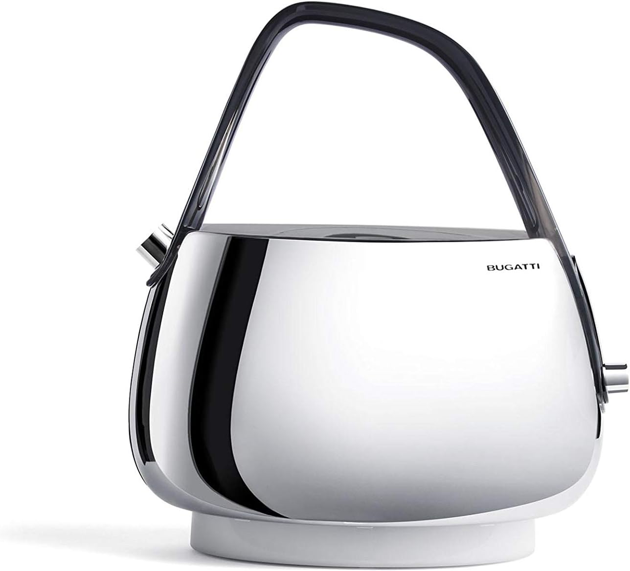 BUGATTI Jacqueline Electric Kettle with Limescale filter, Modern and Elegant Design. 18/10 stainless steel body. Capacity 1.20l 2400W. Ideal for Tea and Herbal teas, Chrome & Smokey handle