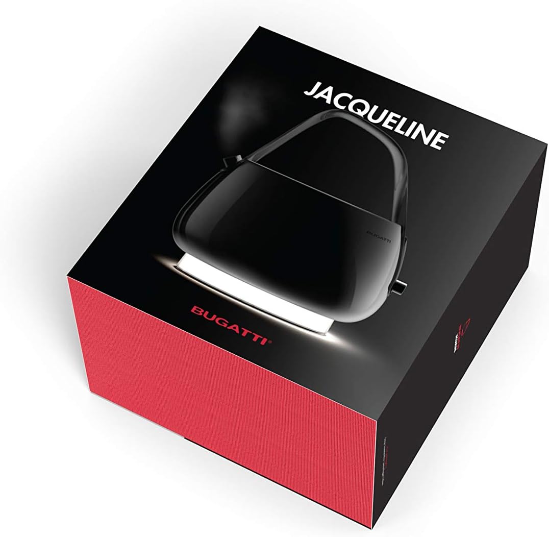 BUGATTI Jacqueline - Black Electric Kettle with Limescale filter, Modern and elegant Design. 18/10 Stainless Steel Body. Capacity 1.20l 2400W. Ideal for Tea and Herbal Teas. Fumè Transparent Handle