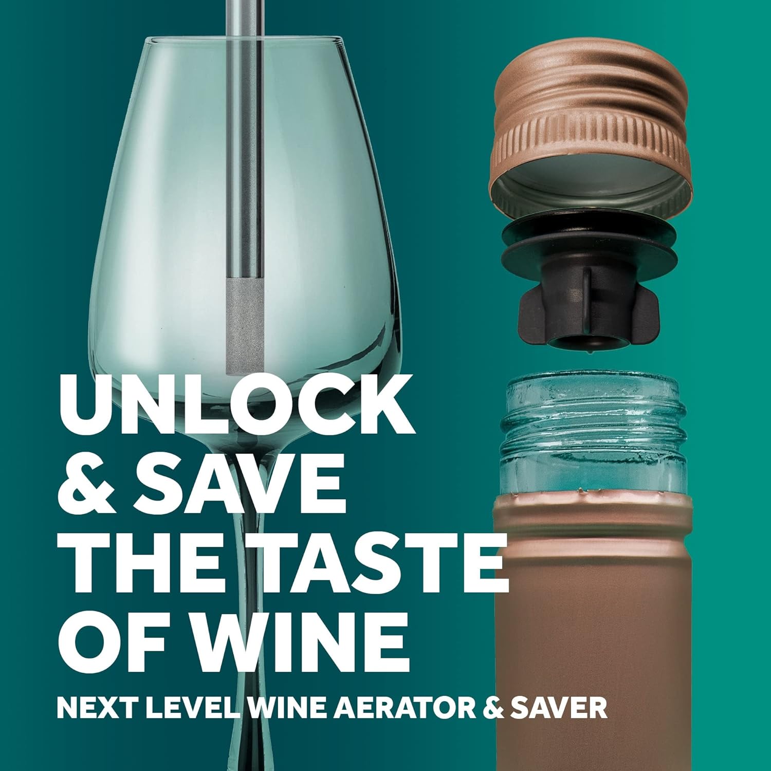 Airtender wine aerator and vacuum set - vacuum pump - 6 wine stoppers - gift box