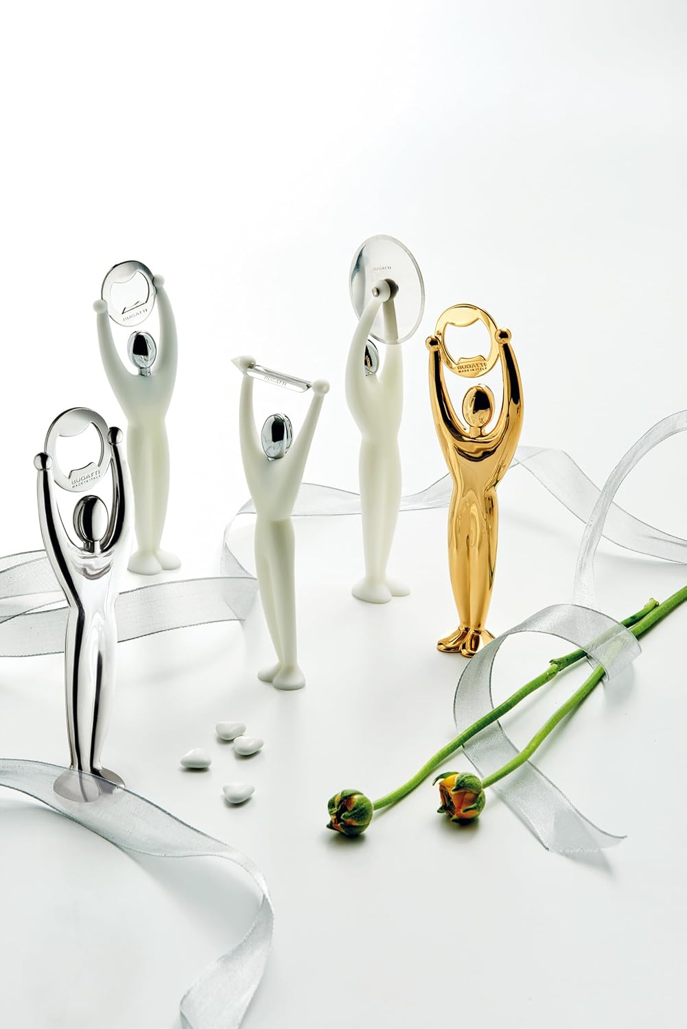 BUGATTI GYM 24-Carats Gold-Plated Bottle Opener, Elegant Soda Cap Lifter for Soft Drinks and More, Shining Bar & Kitchen Tool, Made in Italy, 5.5x3x19cm