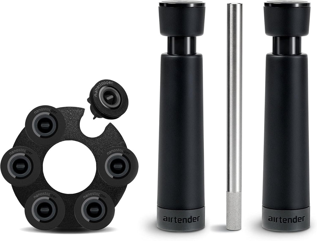 Airtender wine aerator and vacuum set - vacuum pump - 6 wine stoppers - gift box