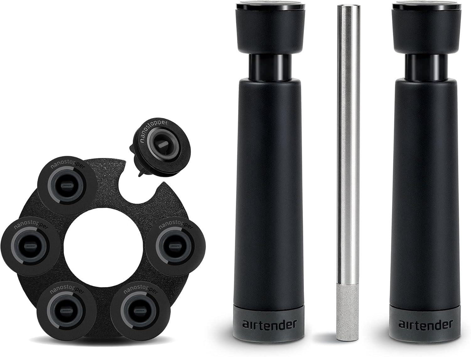 Airtender wine aerator and vacuum set - vacuum pump - 6 wine stoppers - gift box