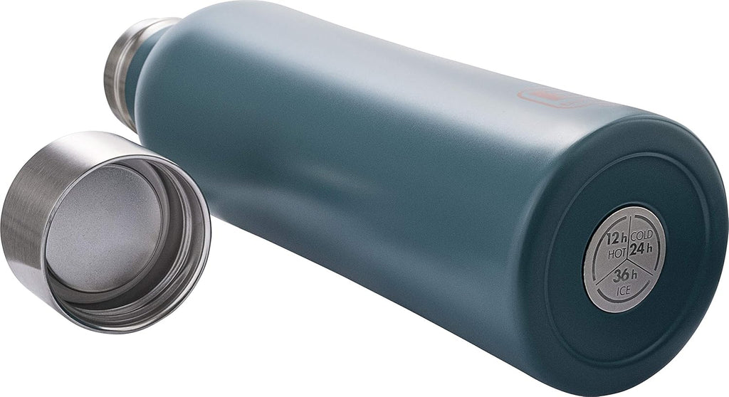 BUGATTI B Bottles Twin Thermal Bottle 500 ML Teal Blue Keeps Liquids hot for H12, Cold for H24 and ice for H36 18/10 Stainless Steel Fitness Bottle, Ecological and Reusable Designed in Italy