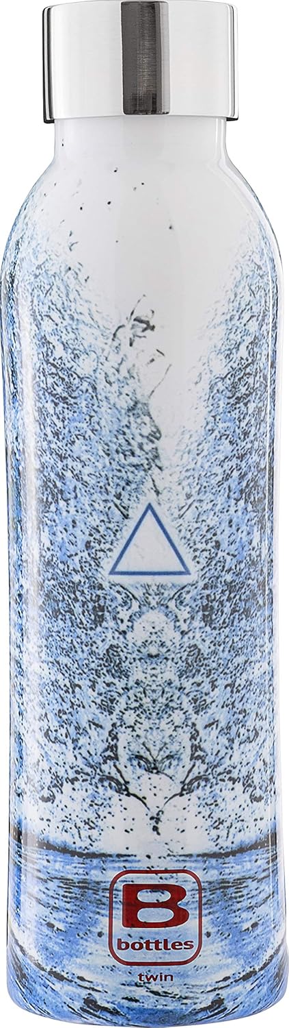BUGATTI B Bottles Twin Thermal Bottle 500 ML Water Keeps Liquids hot for H12, Cold for H24 and ice for H36 18/10 Stainless Steel Fitness Bottle, Ecological and Reusable Designed in Italy