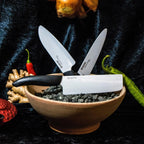 Kyocera Advanced Ceramic Revolution Series 6-inch, Chef's Santoku Knife, Black Handle, White Blade, 6 Inch - FK-160 WH