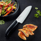 Kyocera Advanced Ceramic Revolution Series 6-inch, Chef's Santoku Knife, Black Handle, White Blade, 6 Inch - FK-160 WH