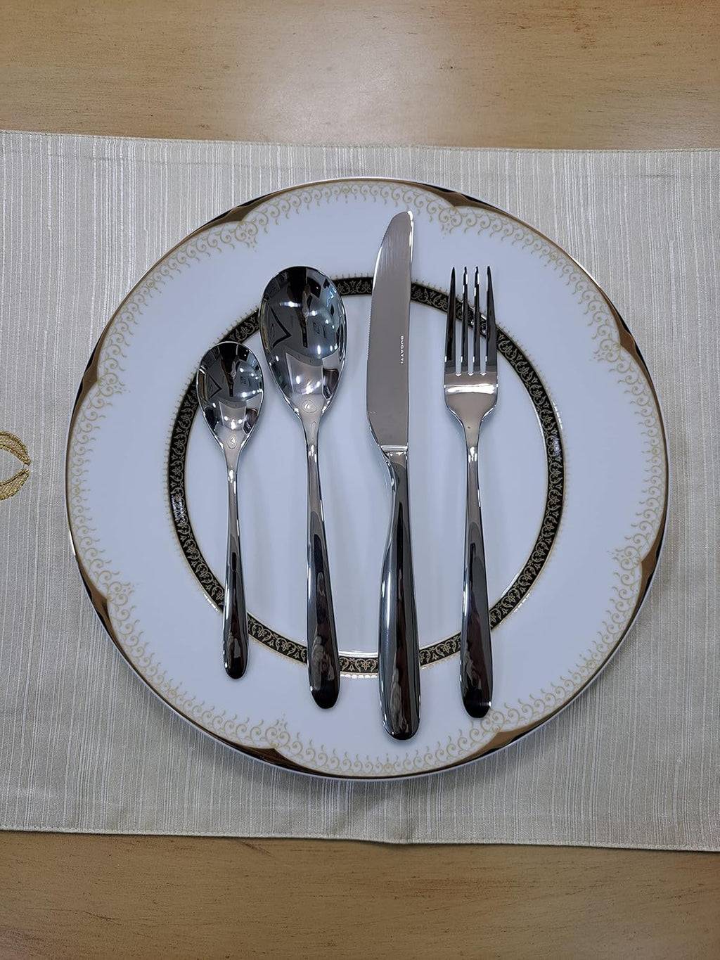 Bugatti 24 Pieces Set in Gallery Box "Capricio" Stainless Steel Cutlery Set, Flatware Set for 6, Including Knife, Fork, Spoon, and Teaspoon