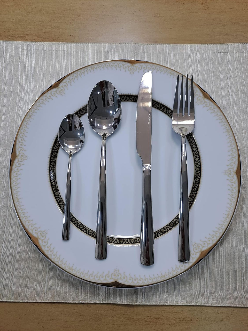 Bugatti 24 Pieces Set in Gallery Box "Metropolis" Stainless Steel Cutlery Set, Flatware Set for 6, Including Knife, Fork, Spoon, and Teaspoon