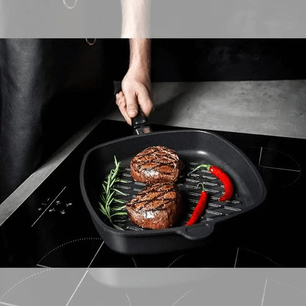 AMT Gastroguss Square pan with BBQ pattern