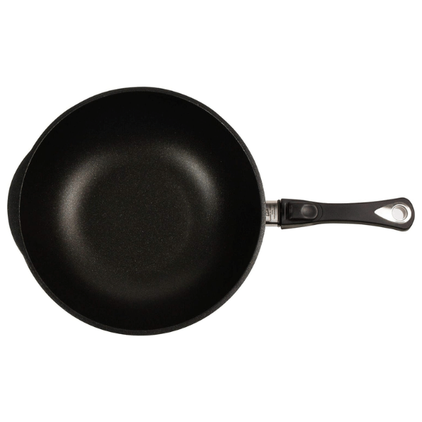 AMT Gastroguss Wok pan - diameter 32 cm, height 10 cm, removable handle, cast aluminum (aluminium), Lotan® non-stick coating for fat-free frying, AMZN-1032S-Z20B
