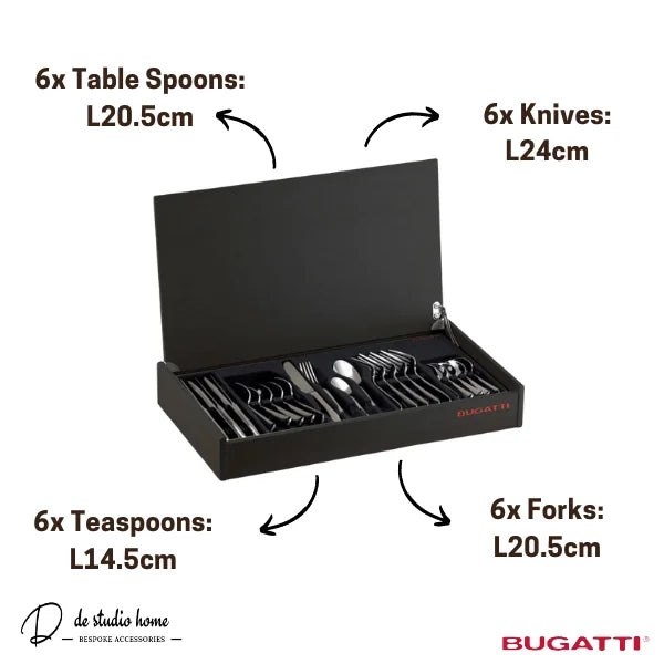 Casa Bugatti 24 pcs Ares PVD Gold – Flatware/Cutlery