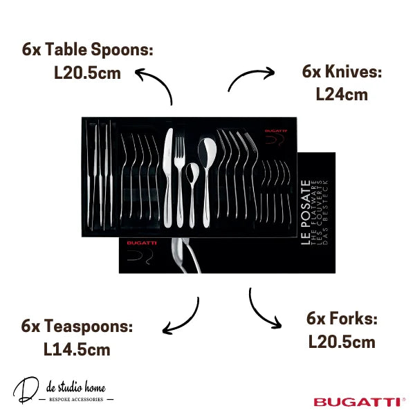 Casa Bugatti CAPRICCIO 24 Piece – 18/10 Stainless Steel- Flatware/Cutlery