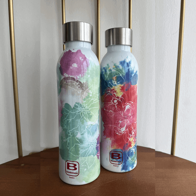 Casa Bugatti Watercolor Red & Blue B Bottles Twin 500 ML