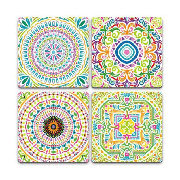 Colourful mandala pack coasters (set of 4)