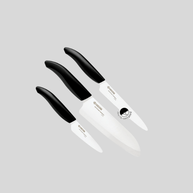 KYOCERA WHITE CERAMIC CHEF Set 3-piece Knife Set | Ceramic Chef's Knife
