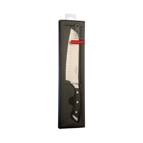 BUGATTI | Ergo Pakka Bread Knife, Kitchen Knife in Stainless Steel and Wood, Serrated Blade for Clean Cuts, 200mm