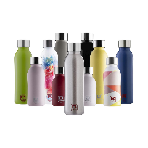 Bugatti B Bottle Twin Vacuum Sealed and Lightweight 18/10 stainless steel Bottle for Hot and Cold Water - Brushed Silver 500ml