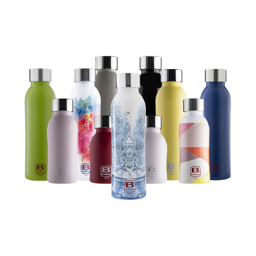 BUGATTI B Bottles Twin Thermal Bottle 500 ML Water Keeps Liquids hot for H12, Cold for H24 and ice for H36 18/10 Stainless Steel Fitness Bottle, Ecological and Reusable Designed in Italy