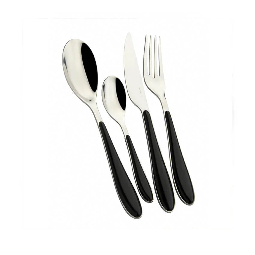 Casa Bugatti GIOIA- 24 Piece Black Acrylic Handle – Flatware/Cutlery Set