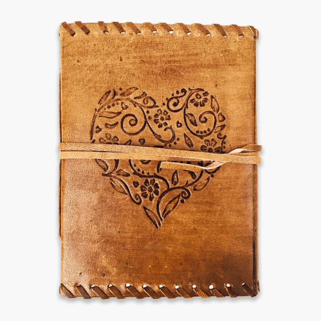 Heart Embossed Leather Journal with String Closure Heart Embossed Leather Journal with String Closure - Best Home Decor